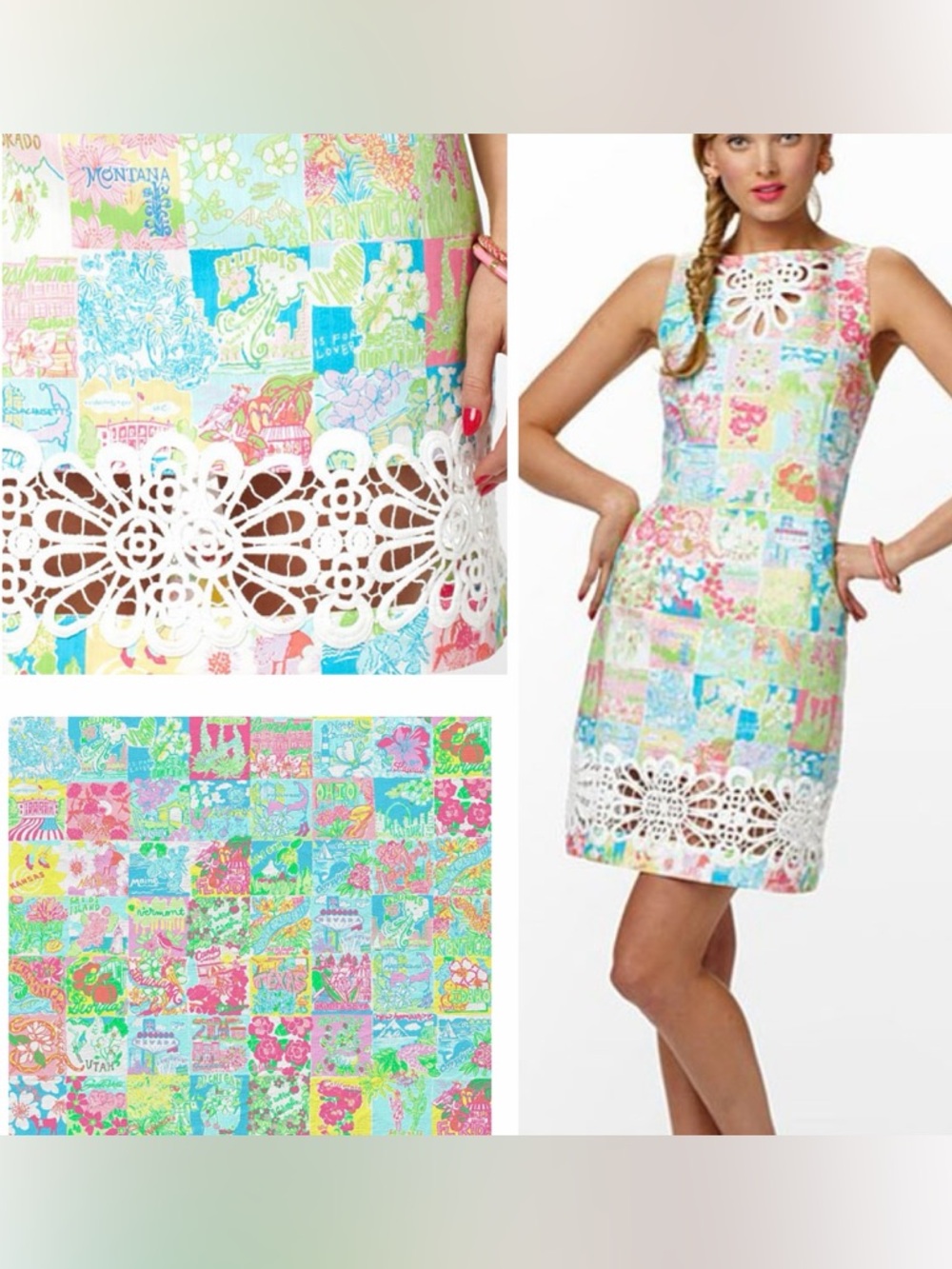 Lilly Pulitzer State of Mind Floral Patch Lace Embroidery Mariana Dress sz 12